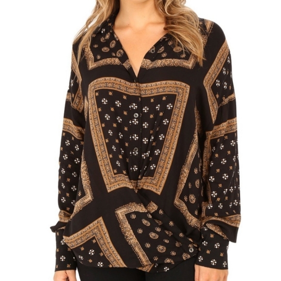 FREE PEOPLE Little Secrets Scarf Print Top, Women's, Size Small - Picture 2 of 6